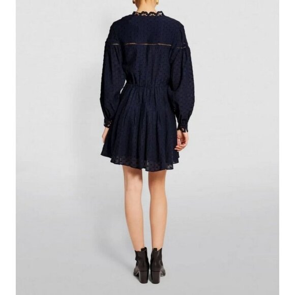 Claudie Pierlot Embroidered Mini Dress Blue Size 40/ US 8 - Picture 2 of 10